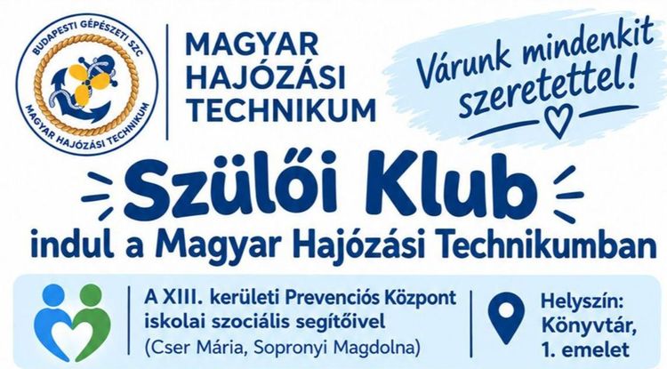 Szülői Klub indul a Hajózásiban!